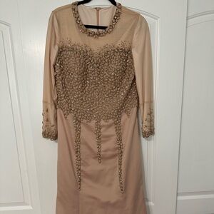 Long sleeve evening gown.